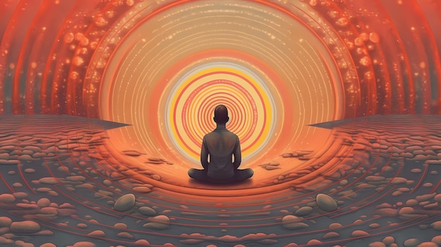 Mindfulness meditation and yoga illustration concept Generative AI