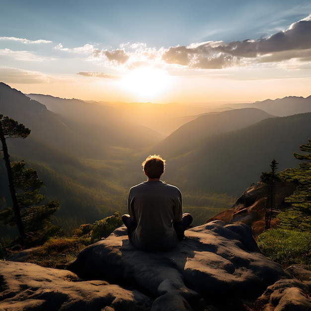 Mindfulness on a Secluded Mountain Peak