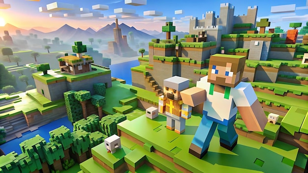 Photo minecraft in game background and cakes