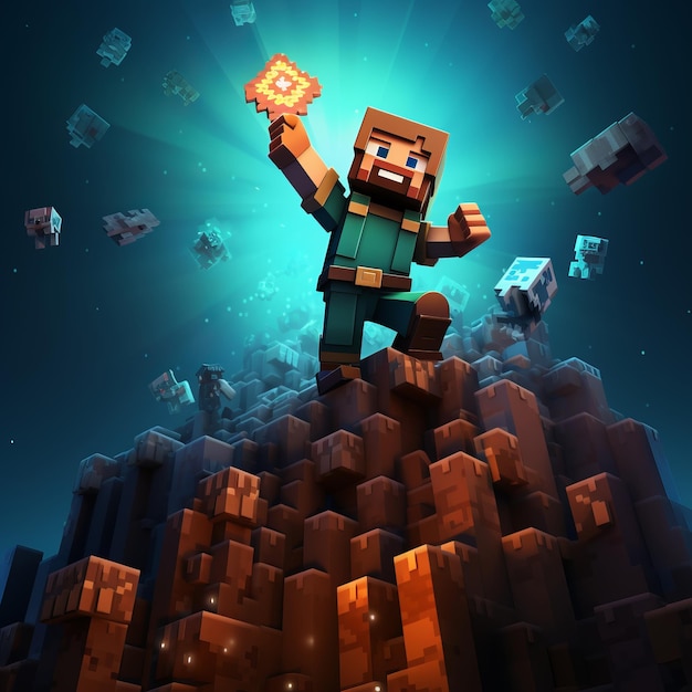 Minecraft Hero From Story Mode to the Top A Happy Journey in 4K with a Dark Background