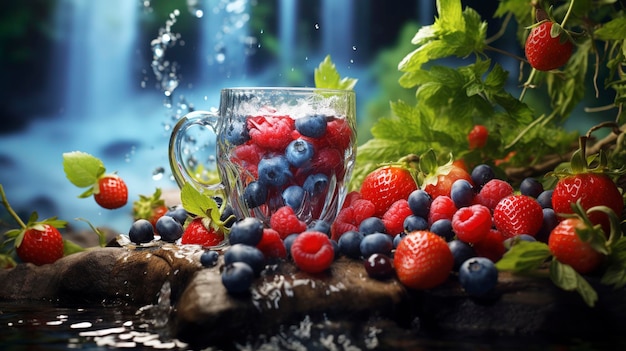 Mineral Water with Fresh Berries