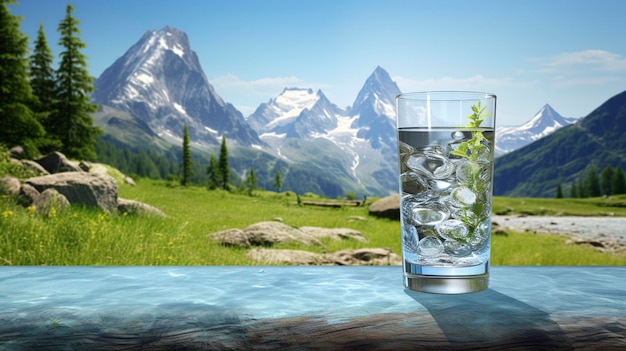 Mineral Water with Mountain Scenery