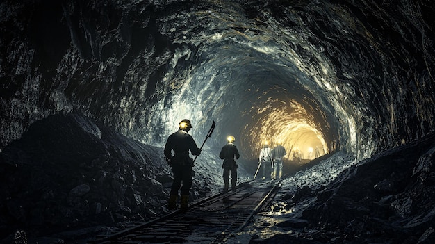 Miners in a dark tunnel