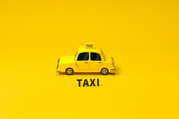 Photo mini 3d taxi mini car with yellow color 3d rendering