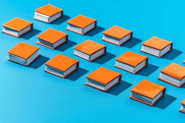 Photo mini books in orange floating on blue