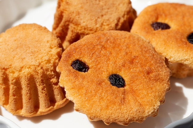 Mini castella cake on white background