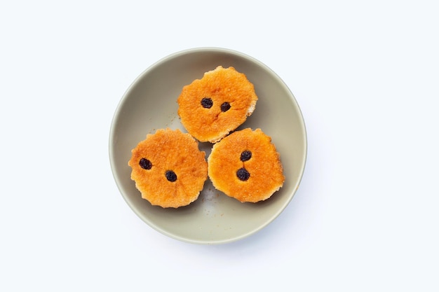 Mini castella cake on white background