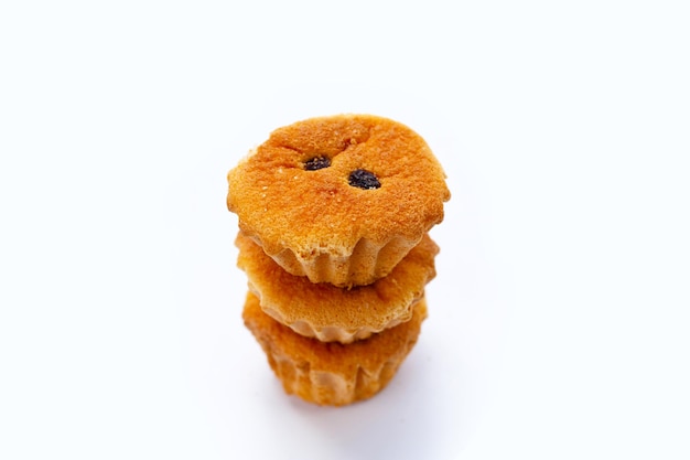 Mini castella cake on white background