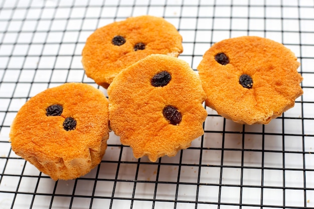 Mini castella cake on white background