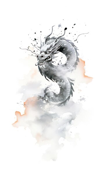 Photo mini chinese dragon ink splattered creativity