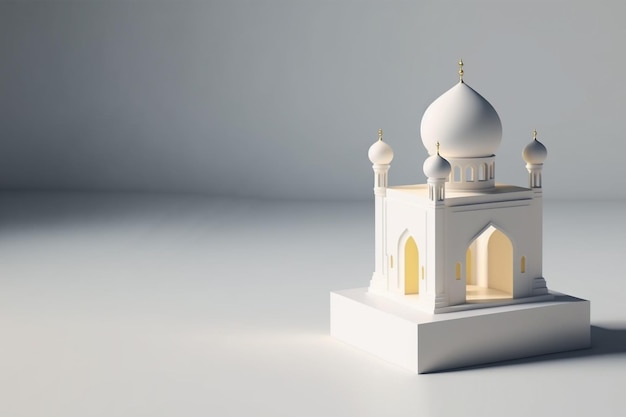 Mini empty mosque 3d rendering realistic background