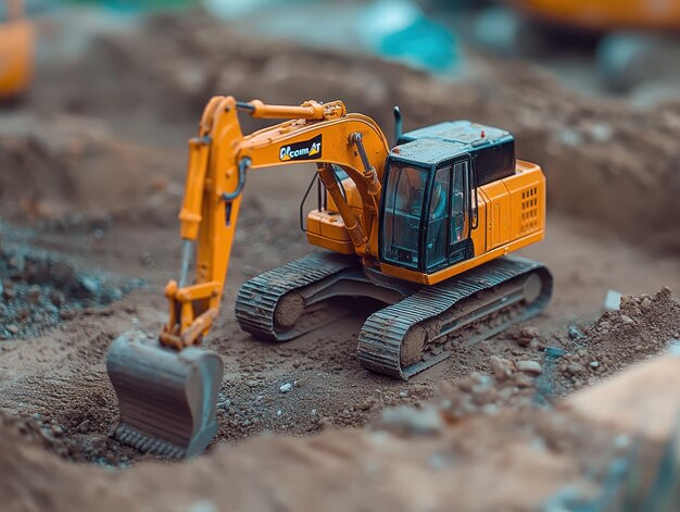 Mini Excavator digging at small construction site