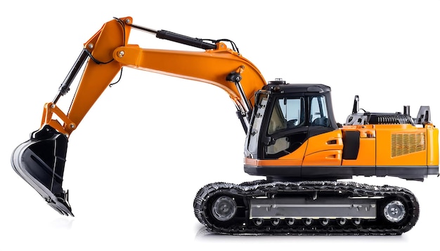 Photo mini excavator isolated on white background clipping path full depth of field