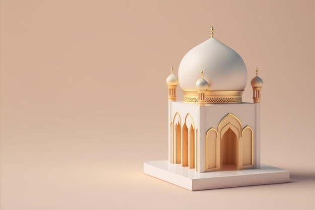 mini mosque 3d rendering minimalist background