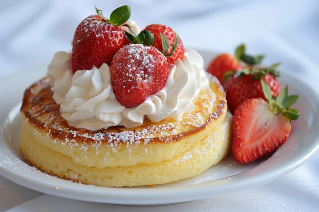 Photo mini strawberry shortcakes with whipped cream and fresh strawberries on a white background