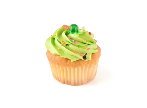 Mini tasty cupcake isolated on white background