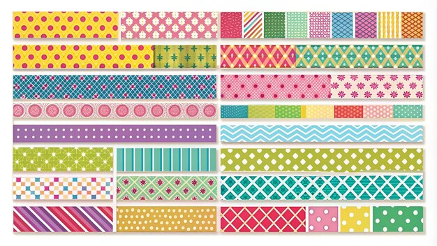 Photo mini washi tape strips colorful vector collection illustration of scrapbook tape sticker label str