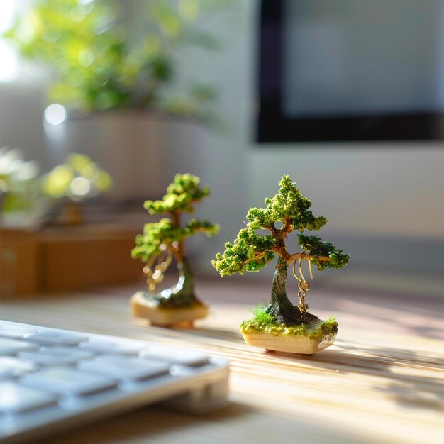 Photo miniature bonsai princess earrings with white work