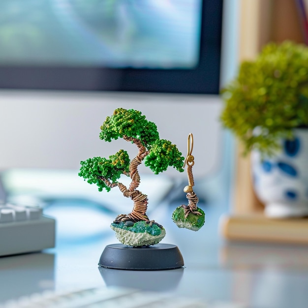 Photo miniature bonsai princess earrings with white work