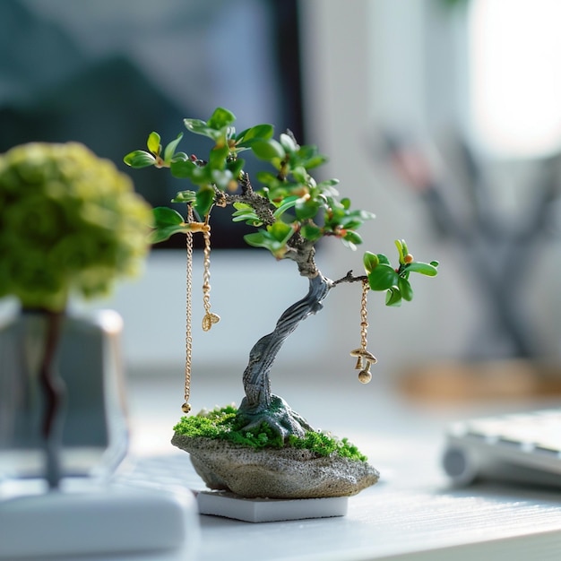 Miniature bonsai princess earrings with white work