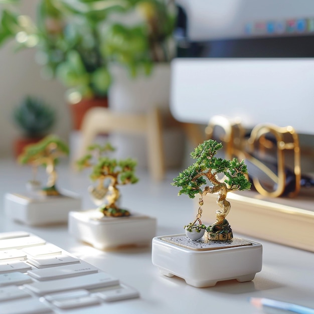 Miniature bonsai princess earrings with white work