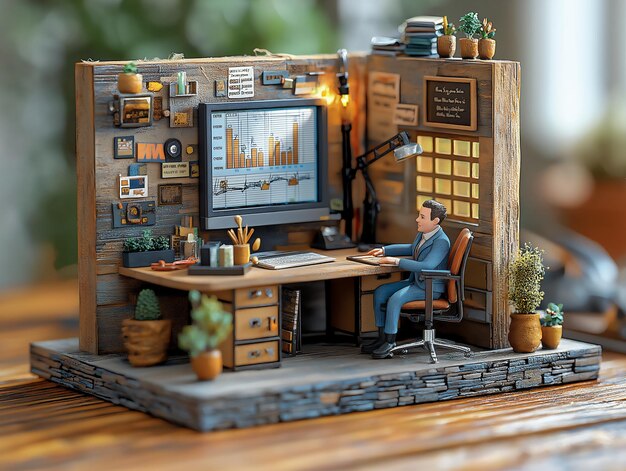 Photo miniature business work from home desk