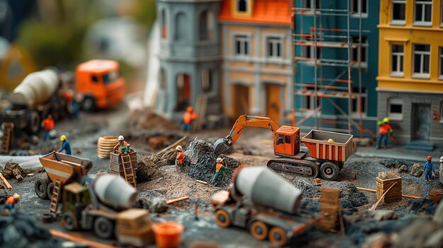 Photo miniature construction site diorama