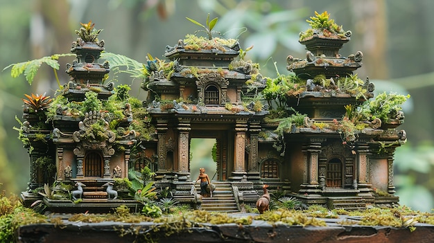 Miniature Diorama of a Jungle Adventure Scene