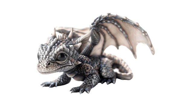 Miniature Dragon Hatchling with Shimmering Scales on transparent background