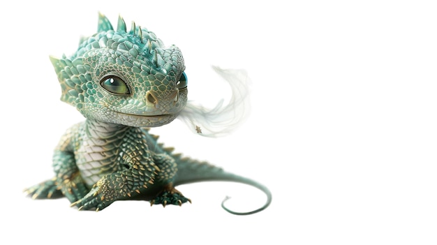 Miniature Dragon Hatchling with Shimmering Scales on transparent background