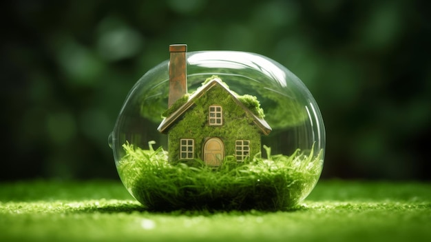 Photo the miniature house in a bubble