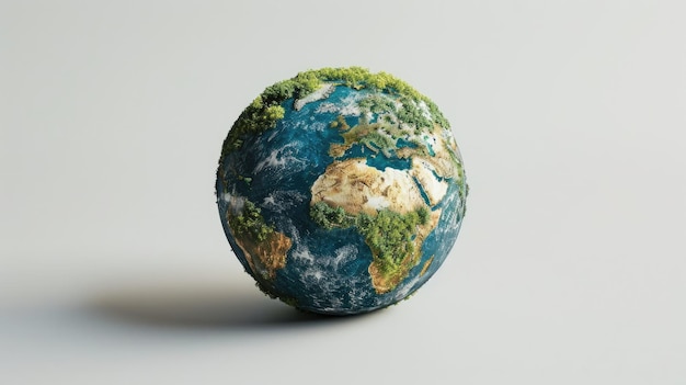 Photo miniature model of earth covered in greenery