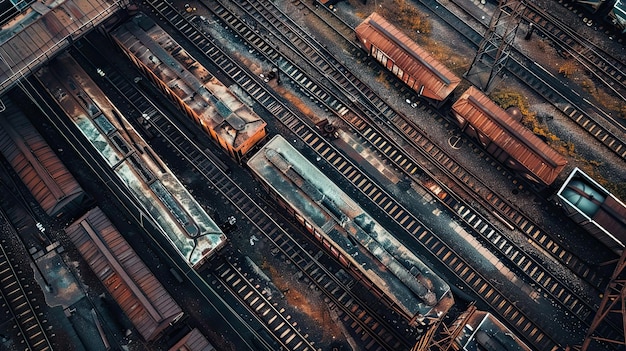 Photo miniature model trains on complex railway tracks at a model railway exhibit detailed model of train station and railways generative by ai