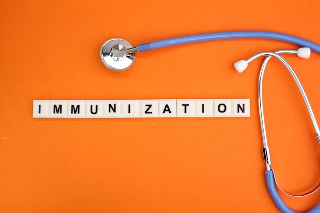 miniature people model with the word immunization the concept of immunization of the human body