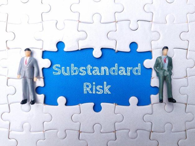 Miniature people and puzzle with the word Substandard Risk