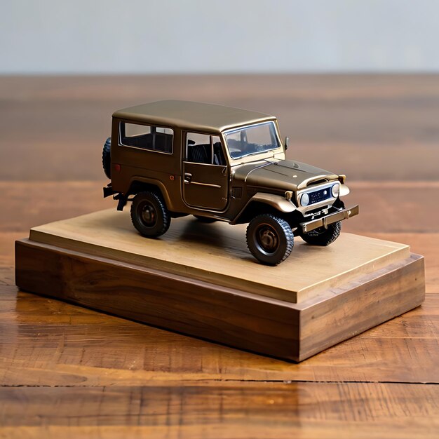 Photo a miniature sculpture of an early toyota landcruiser genarated by ai