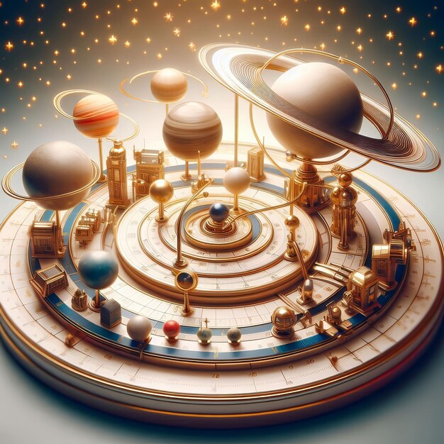 Photo miniature solar system 3d style