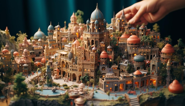 Miniature super cute clay world a toy model of a Istanbul city including populer areas in the sty