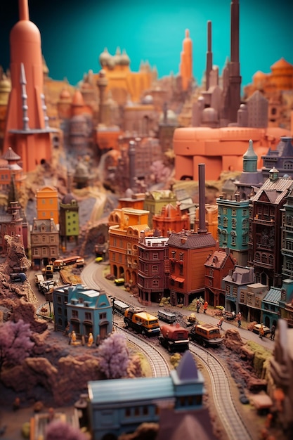 Miniature super cute clay world a toy model of a London city including populer areas