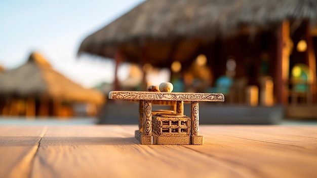 Miniature of table and chairs on tropical beach Vacation concept