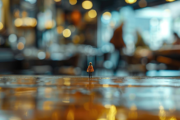 Photo miniature toy at tabel with blurred background