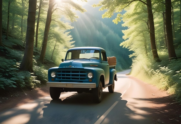 miniature truck in forest