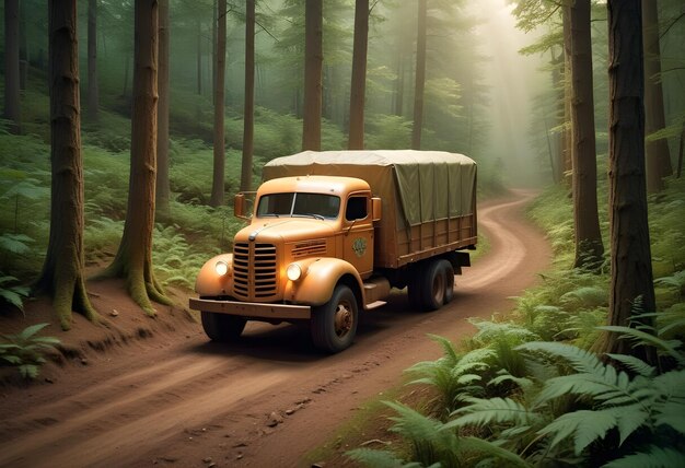 Photo miniature truck in forest