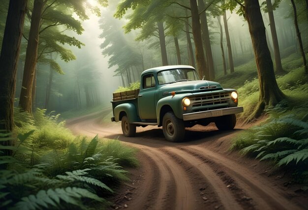 miniature truck in forest