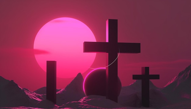 Minimal 3D good friday poster design