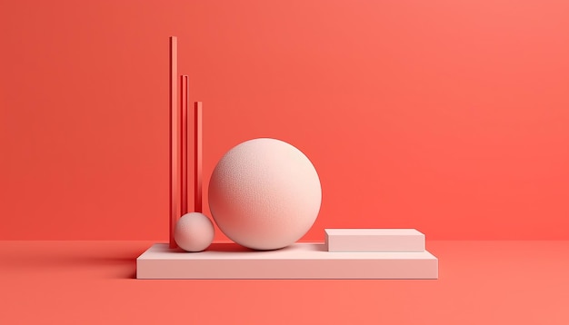 Minimal 3D Objects in pastel scene created with Generated AI technology