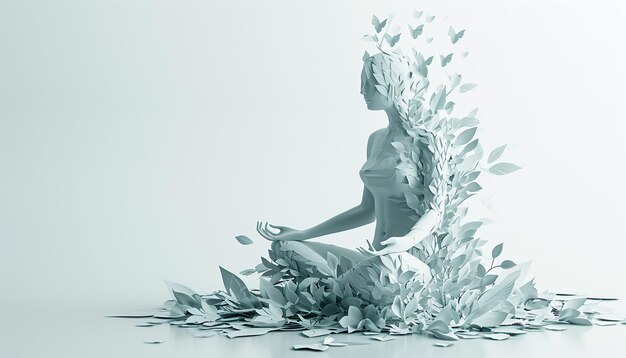 Photo minimal 3d poster of a woman in a meditative pose