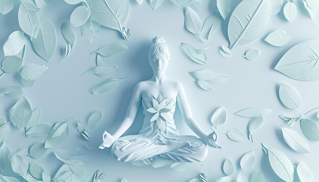 Minimal 3D poster of a woman in a meditative pose