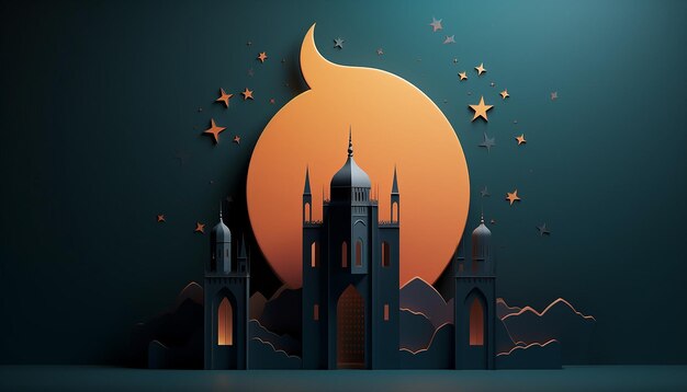 Photo minimal 3d ramadan poster design