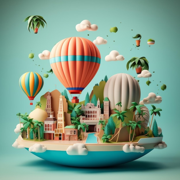 Minimal 3D World Tourism Day